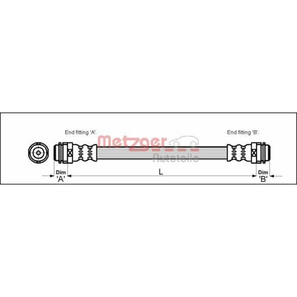Metzger 4114798 Bremsschlauch FüR VW Seat Skoda Audi Polo Bora Golf NEW Beetle-image