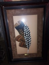 NWTF Framed Hand Carved Turkey Feather Print Art Work Eastern NWTF 746/2300