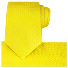 Mens Checkered Tie Set Solid Color Festive Necktie Pocket Square Formal