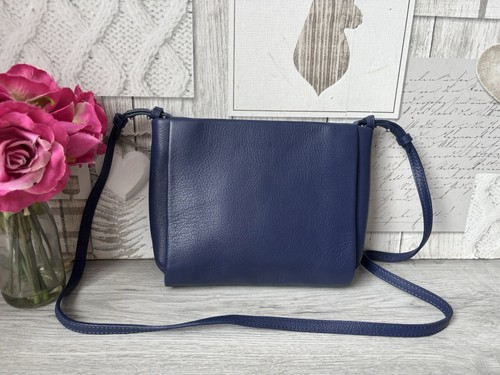 JAEGER LONDON Navy Blue REAL LEATHER CROSSBODY BAG Small - Picture 8 of 9
