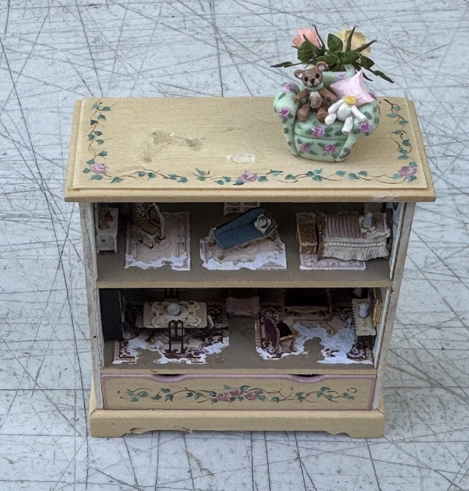 Casa de Muñecas Miniatura Escala 1:12 Estante Gabinete Natural Curvo Superior Roombox 3" ÚNICO EN SU CLASE Foto 4 de 4