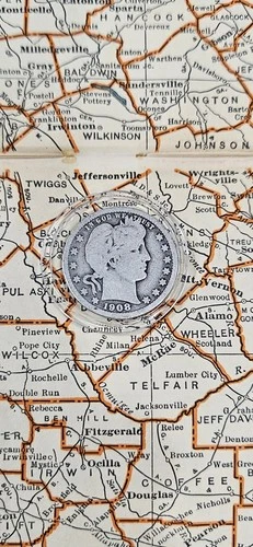 Vintage Coin Estate Sale 1908 O Barber Silver Quarter .25c