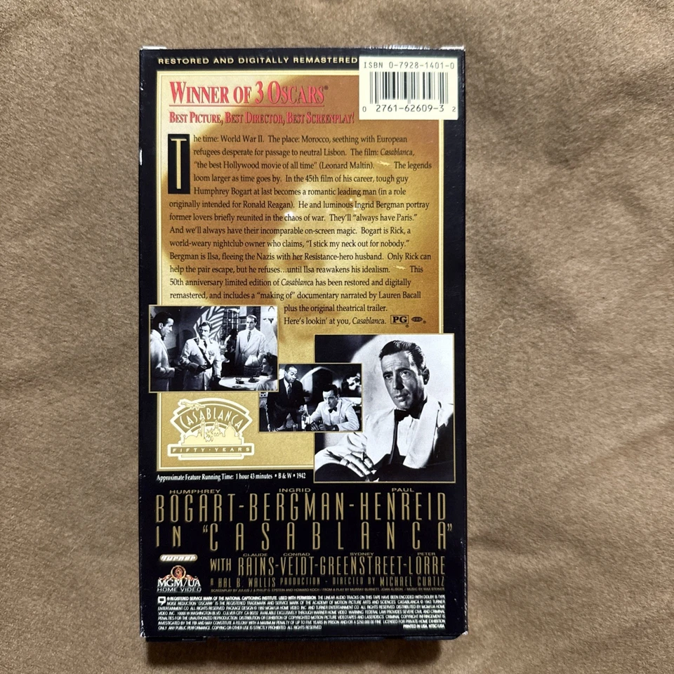 Casablanca VHS 50th Anniversary Remastered Collector’s Edition Classic Movie - Image 3 of 4