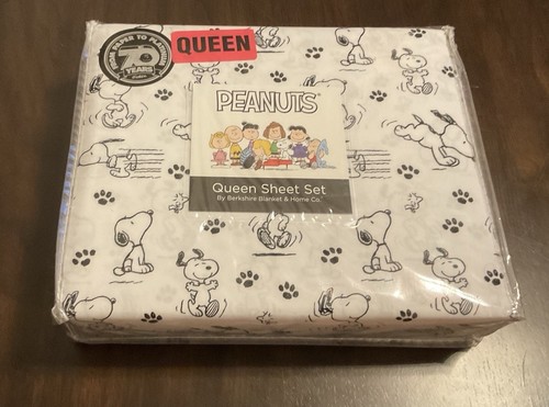 Nuevo juego de sábanas Queen blancas y negras de dibujos animados de Berkshire Peanuts Snoopy Woodstock - Imagen 8 de 13