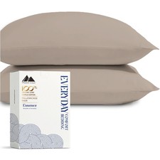 Mayfair Linen King Size Pillow Cases Set of 2 Taupe Organic Cotton Percale