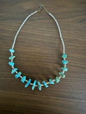 Vintage Santo Domingo Heishi Olive Shell and Turquoise Nugget 16” Choker