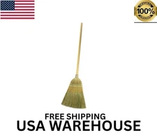 Giant Commercial Corn Broom 15 Inch Sweeping Width Heavy Duty Use Straw Cleaning