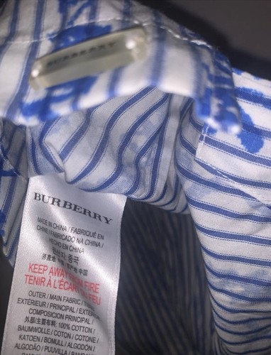 NWT Auth Burberry Children Girls Long Sleeve Dress Shirt Scribble print blue 10 - Picture 12 of 15