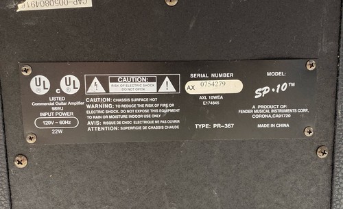 Fender Black Sp10 kleiner Verstärker für E-Gitarren - Bild 6 von 6