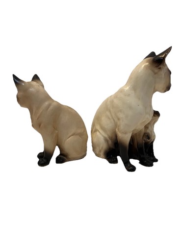 JAPAN SIAMESE CATS Set BLUE eyes 6”T #A268 Norcrest Mom & Kitten Porc. Figurines - Picture 2 of 9