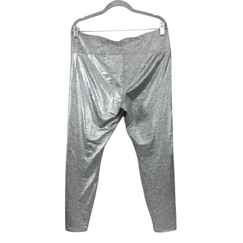Mermaidcore Hologram Foil Leggings XXL Juicy Couture Silver Pearl Y2K Glam Fairy - Picture 2 of 9