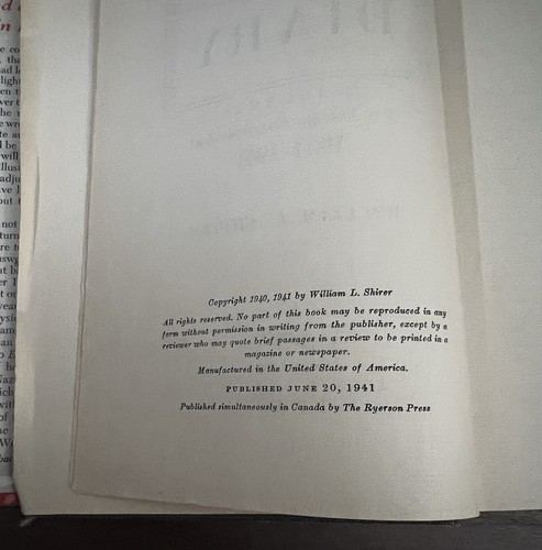 Berlin Diary by WIlliam L. Shirer - 1941 1st Edition First Hardcover Book w/ DJ - Imagen 10 de 24
