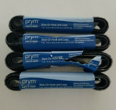 Adhesive Hook And Loop Tape Lot of 4 Measures 3/4'' x 18'' Black Prym