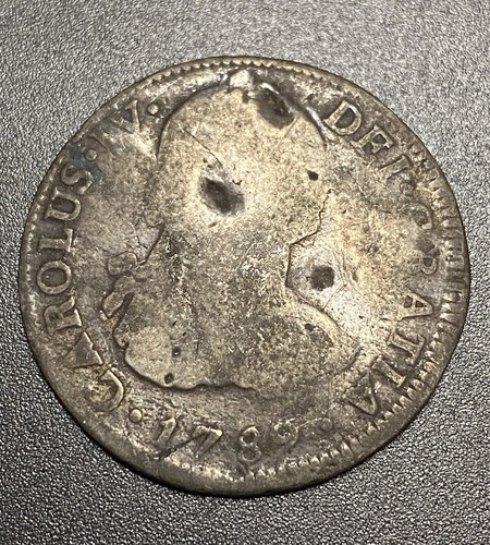 Seltene 1789 Monate Mexiko 2 echte Übergangsjahr Kolonialmünze US gesetzliches Zahlungsmittel - Bild 6 von 9