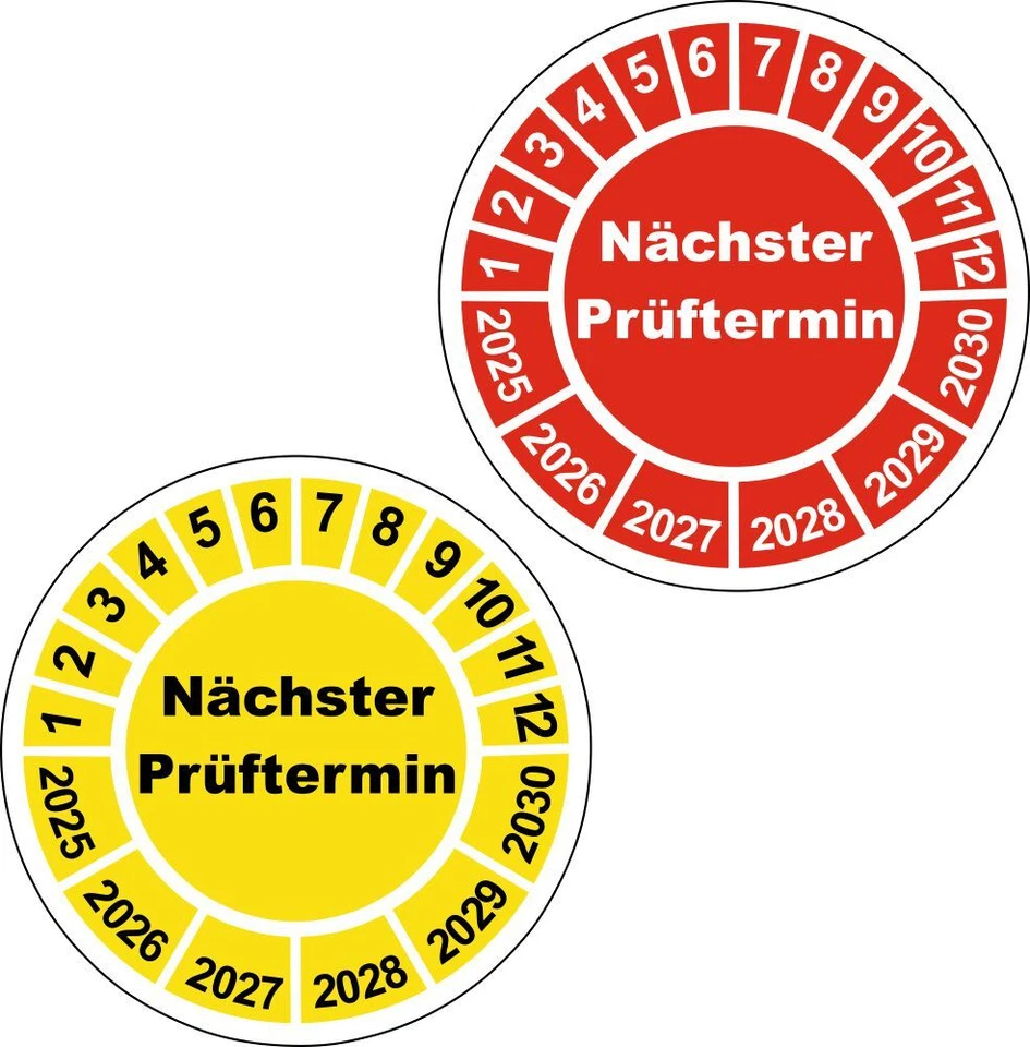 UVV Prüfplaketten Nächster Prüftermin 30mm Wartungsetiketten Aufkleber BGV D27
