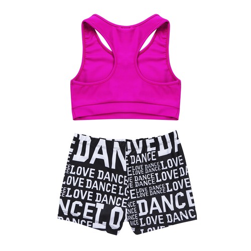 Girl 2Pcs Sequins Crop Top with Shorts Tankini Swimsuit Gymnastics Sports Outfit - Picture 95 of 171
