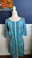 MICHAEL Michael Kors Womens Blue Geometric Pullover Dress Sz 10 Medium M