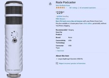 Rode Podcaster USB Dynamic Microphone White - purchased New on Amazon