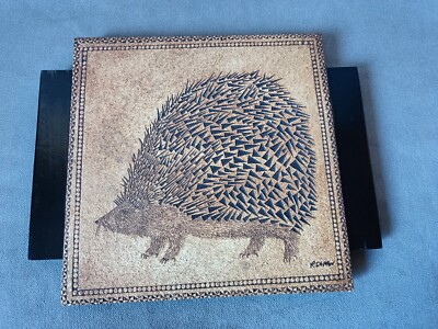 Dessous de plat rond en céramique et bois années 1960 / ø 35cm