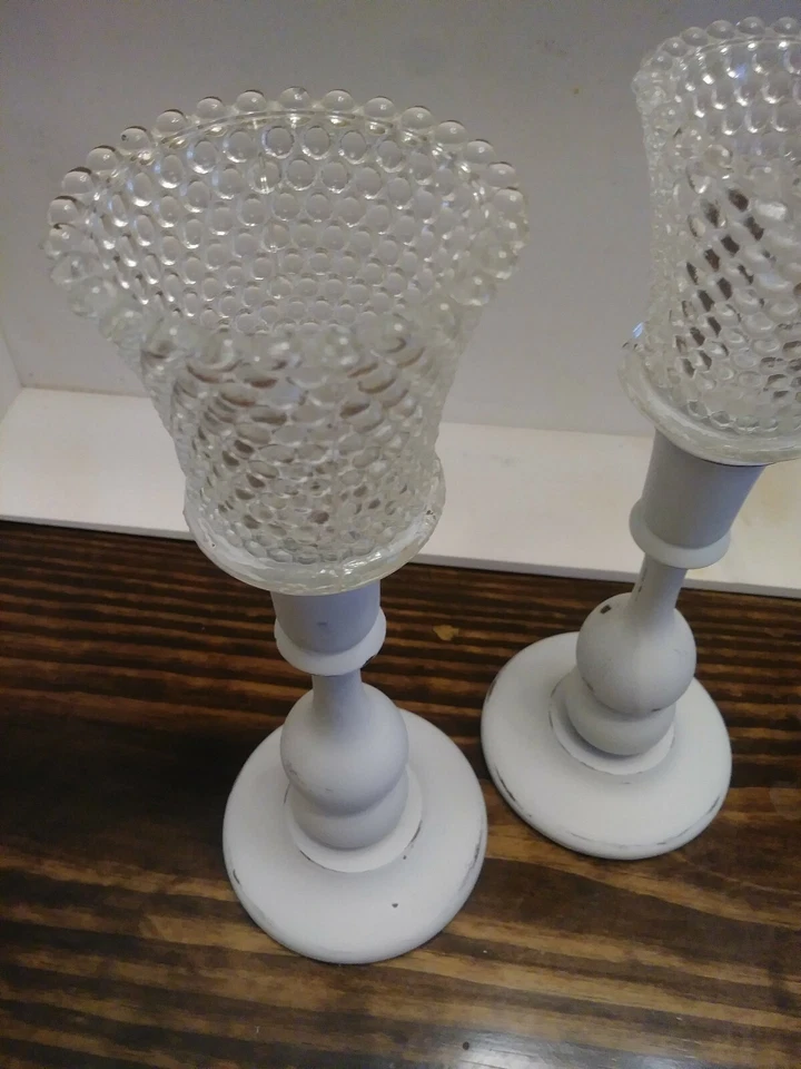 Varas de vela cônicas com copo votivo branco transparente recondicionado 10 polegadas - Imagem 3 de 4