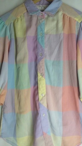 Cheryl Tiegs Vintage 80s 90s Womans Buttoned Color block Shirt Size 8 "Preowned" - Picture 5 of 8
