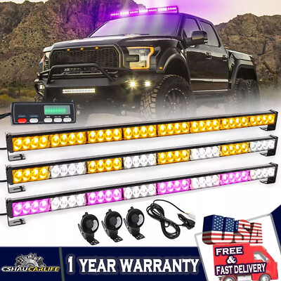 LED Traffic Advisor Emergency Strobe Light Bar Warning Windshield Amber/White 