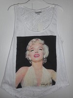 Women's Marilyn Monroe Lace Back Tank White Various Sizes Women's Marilyn Monroe Lace Back Tank White Various Sizes