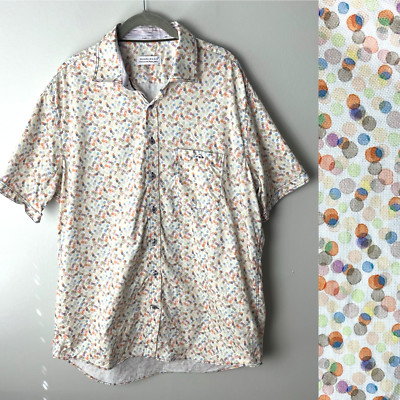 Marcello Italian Fabric Men's Shirt Size XL Short Sleeves Button Up Cotton