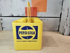 Vintage PEPSI Yellow Plastic 8 Pack Bottle Carrier Crate Holder 16oz