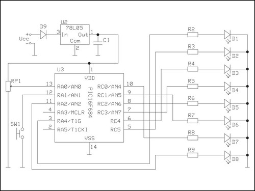 8 LED Luz Chaser Beacon Secuenciador Redondo Desplazamiento Estroboscópico - LED de 10 mm - Imagen 3 de 12