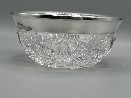 Kristallglasschale geschliffen mit Silbermontur Ø 18,5 x 8,5 cm - Bild 8 von 21