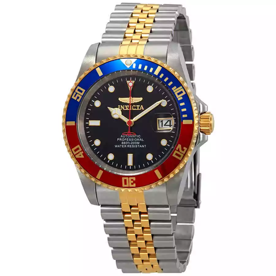 Invicta Pro Diver Automatic Black Dial Pepsi Bezel Men's Watch 29180