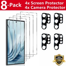 8 Pack Tempered Glass Screen Protector for Samsung Galaxy S25 Ultra/Plus/S24