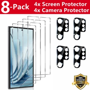 8 Pack Protecteur d'écran en verre trempé pour Samsung Galaxy S26 Ultra/Plus/S25
