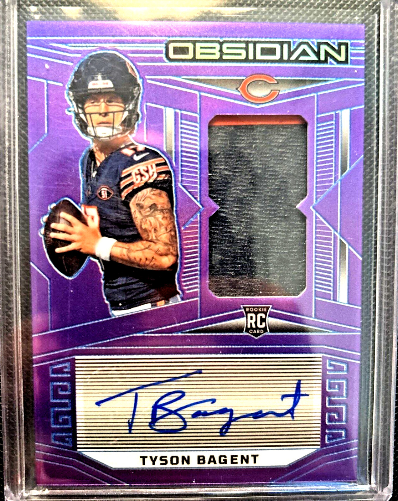 2023 Panini Obsidian RC Jersey Auto Purple Flood Electric Etch Tyson Bagent /30!