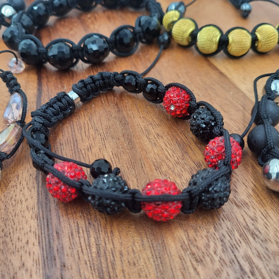 Lote de 10 pulseras Shamballa cordón macramé pesado bonito cristal... pedrería Foto 4 de 4