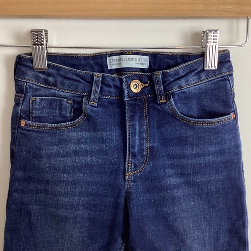 Zara Kids Denim Jeans Girls Size 7 Years Skinny Leg Blue Adjustable Waist - Picture 2 of 5