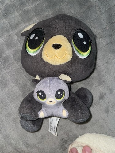 RARO 2016 Nanco Littlest Pet Shop LPS peluche orso nero cucciolo mamma peluche HTF - Foto 11 di 13