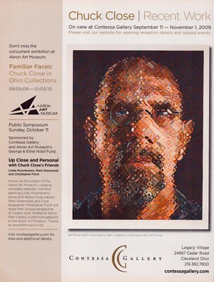 CHUCK CLOSE Art Gallery Exhibit ~ Self-Portrait ~ VINTAGE PRINT AD ~ 2009
