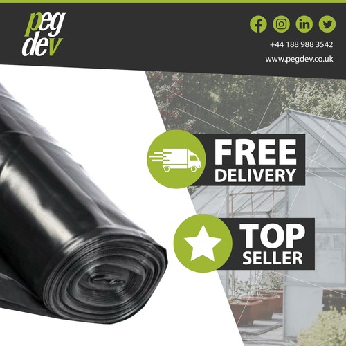 4 x 4 m 250 g SCHWARZE POLYETHYLEN-KUNSTSTOFFFOLIE - Garten, Unkraut, Kies & Heimwerker - Bild 1 von 7