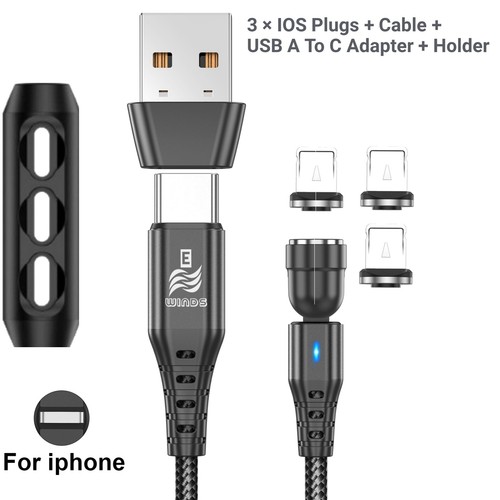6 in 1 Magnetic 3A Super Fast Charging USB Cable Phone Charger IOS Type-C Micro - Picture 30 of 38