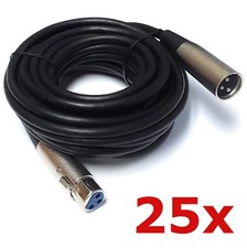 25 Pack Lot XLR Shielded Balanced Microphone Mic Audio Cable Male to Female 25ft