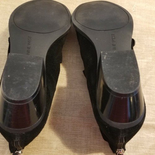 Nine West Womens 8.5 Black Swede Ankle Booties Witchy Gothic Grunge - Picture 9 of 9