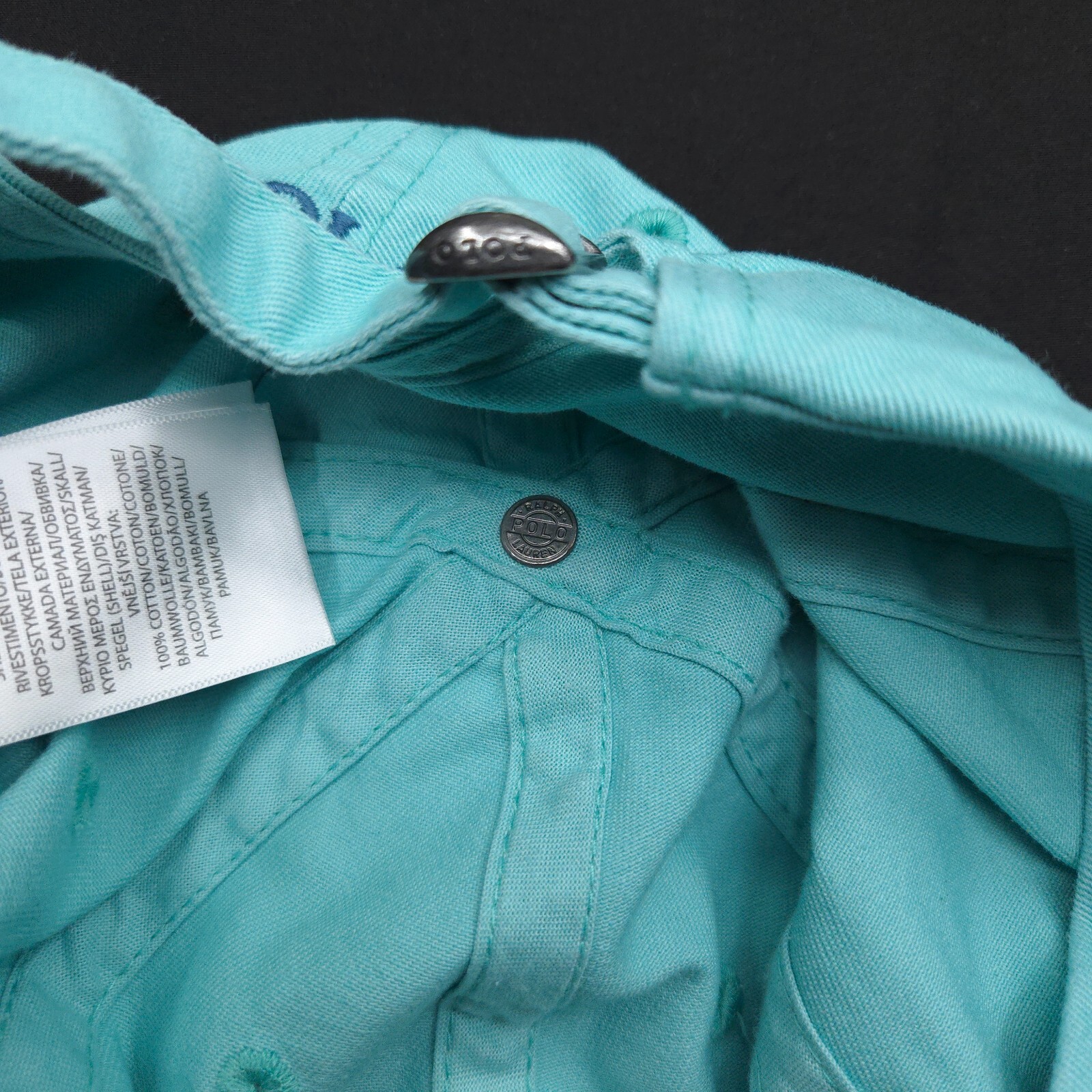 NUOVO! POLO RALPH LAUREN AQUA BLU TIE TINTURA BIG PONY BERRETTO DA BASEBALL CINESE UNISEX