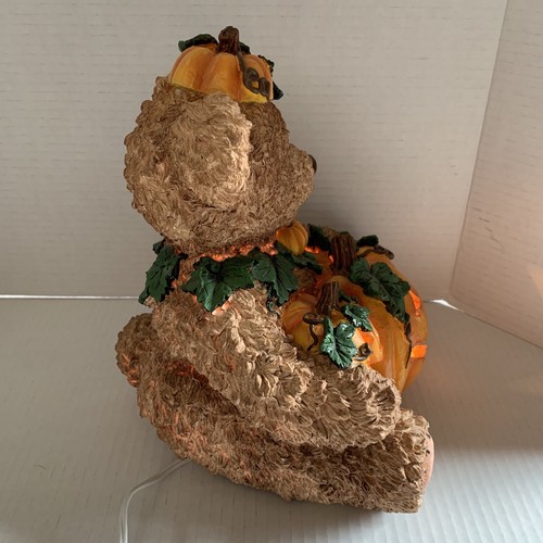 Cracker Barrel? Halloween Light-Up Tabletop 10" Bear Resin Collectible Pumpkins - Picture 7 of 17