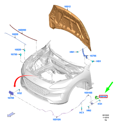 FORD KUGA MK3 Front Hood Pull Handle 2569173 NEW GENUINE | eBay 