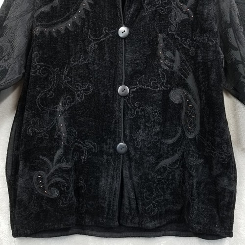 Vtg Flashback Jacket Women M Black Tapestry Beaded Paisley Oversized Artsy Boho - Picture 6 of 9
