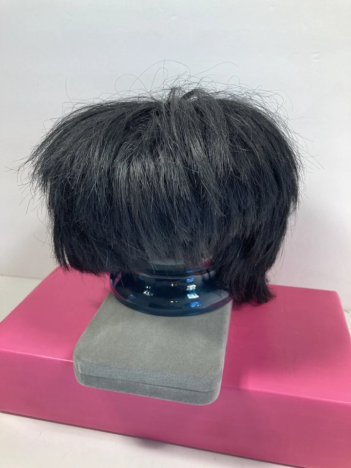 Vintage Black Hair Bob with bangs Wig 100% Kanekalon - Image 2 of 4