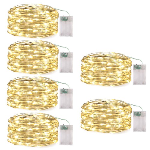 50 LED Copper Wire String Fairy Lights Valentines Day Battery Waterproof 6 Set - Picture 25 of 38