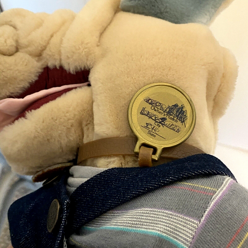 Wrinkles Inc Dog Hand Puppet 18" Plush Toy Denim Overalls with Shirt No Bone - Picture 6 of 6